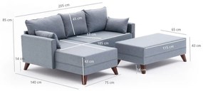 Coltar Extensibil si Taburet Bella Soft Mini Köşe Right, Albastru