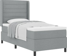 vidaXL Pat cu arcuri cu saltea Gri deschis 200 x 90 cm țesătură