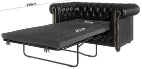 Canapea neagră extensibilă cu tapițerie din imitație de piele 148 cm York – Ropez