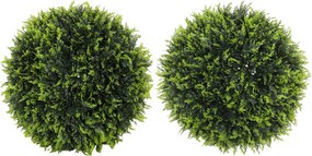 HOMCOM Set de 2 Plante Artificiale Sferice de Cedru, Plante Fictive Anti-UV, Ø45 cm, Verde | Aosom Romania