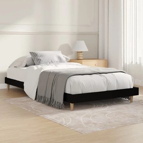 vidaXL Cadru de pat, negru, 100x200 cm, lemn prelucrat