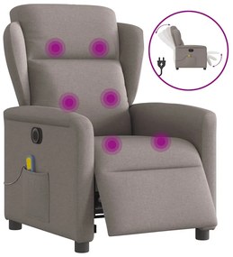 vidaXL Fotoliu electric de masaj rabatabil, gri taupe, textil