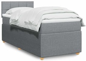 vidaXL Pat box spring cu saltea, gri deschis, 100x200 cm, textil
