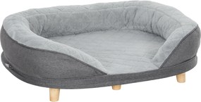 PawHut Canapea pentru Câini cu Pernă, Hușă Detașabilă, Bază Înălțată și Picioare Antiderapante, 90x78x25 cm, Gri | Aosom Romania