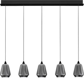 Lustra moderna cu 4 pendule LED, Metal, Sticla, Fumuriu, ALISH