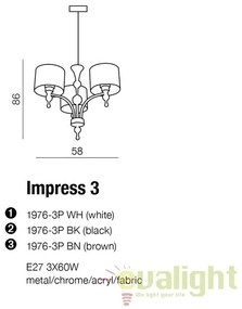 Candelabru design elegant Impress 3 Black