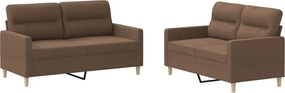 vidaXL Set de canapele cu perne, 2 piese, maro, textil