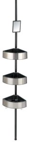 Raft telescopic cu 3 niveluri si oglinda, Negru, 70-260x27,5x20 cm, Wenko