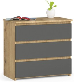 Comodă Cleania CL3 (Stejar artisan + Gri). 1069930