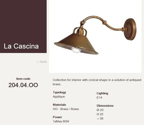 Aplica de perete rustic fabricata manual diam.20cm La Cascina 204.04.OO