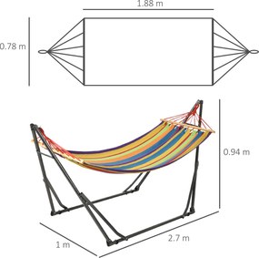 Outsunny Supporto con Amaca Autoportante Pieghevole in Cotone e Acciaio | Aosom Romania