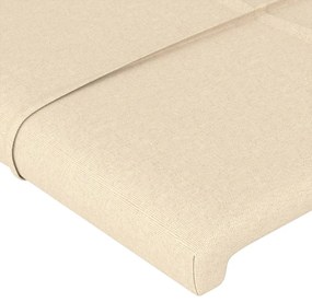 Cadru de pat cu tablie, crem, 140x190 cm, textil Crem, 140 x 190 cm, Cu blocuri patrate