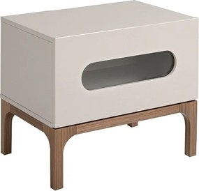 Noptiera design modern cu iluminare interioara Gray and Walnut