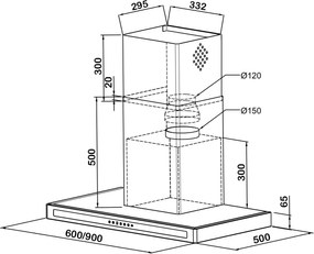 Hota KUGERR F10 - 60cm, Putere Absorbtie 983 mc/h, Inox - Aspirator, Decorativa, Puternica, cu Telecomanda, Silentioasa, de Perete