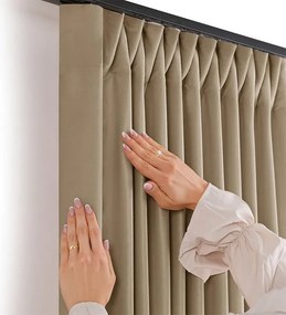 decoDoma Draperie catifelată FILUMI bej închis 140 x 250 cm set 2 buc