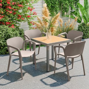 Outsunny Set 4 Scaune de Grădină Stivuibile cu Brațe, Rezistente la Raze UV și Impermeabile, 60x56x75 cm, Gri | Aosom Romania
