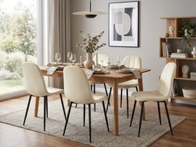 Scaun de dining PADVA VELVET cu picioare negre, bej deschis