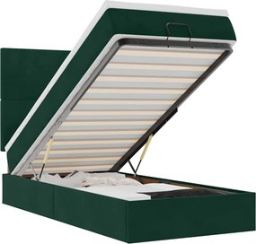 vidaXL Cadru de pat otoman cu saltele, catifea verde închis 80x200cm