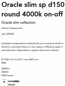 Lustra LED XXL design modern Oracle slim sp d150 round 4000k on-off alb