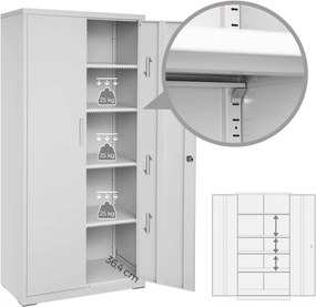 Dulap metalic de depozitare, Songmics, Gri, 80x40x180 cm
