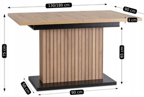 JAKS Masă extensibilă 130 - 180 cm stejar artisan negru Giant