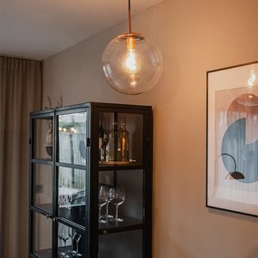 Lampă suspendată Art Deco din cupru cu sticlă transparentă 30 cm - Ball 30