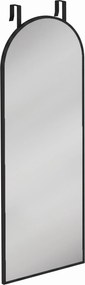 HOMCOM Oglindă de Perete Arcuită 110x40 cm, Ramă din Aluminiu, Cârlige, Design Modern, Negru | Aosom Romania
