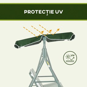 Outsunny Balansoar de Gradina 3 Locuri Acoperis Parasolar si Structura din Otel si Poliester, 172x110x153 cm, Alb si Verde | Aosom Romania