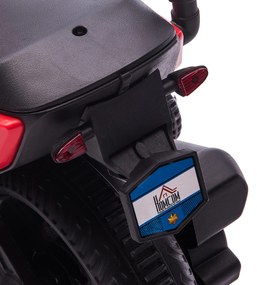 HOMCOM Motocicleta electrica pentru copii, cu sirena de politie si faruri, Viteza 3km/h si Baterie 6V Reincarcabila, 69x39x43cm, Rosu