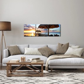 Tablou - Apus de soare în Mauritius (cu ceas) (90x30 cm)