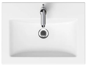 Set dulap baie suspendat 2 sertare lavoar inclus, 60 cm, riflaje 3D negru mat, MDF, Cersanit Tirso 600x450 mm, Negru mat