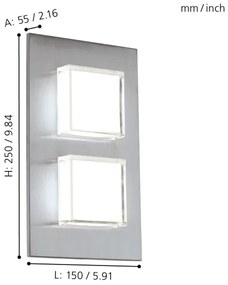 Eglo 93365 - LED Corp de iluminat perete exterior PIAS 2xLED/2,5W/230V