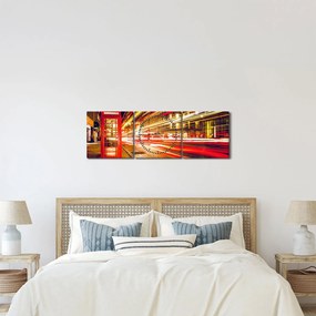 Tablou cu căsuța telefonică roșie din Londra (cu ceas) (90x30 cm)