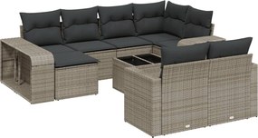 vidaXL Set canapele de grădină cu perne, 11 piese, gri, poliratan
