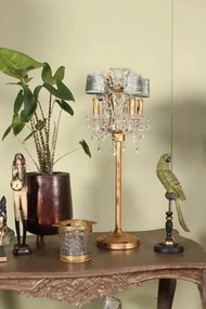 Statuetă decorativă din polirășină, trei papagali verzi pe stinghie neagră, picior sculptat cu detalii aurii, 33,5 x 18 x 10,5 cm, „Perruche