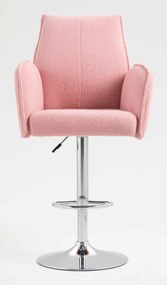 HR280W Scaun Roz Pudra Boucle cu Bază Cromata