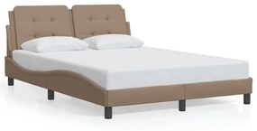 3208181 vidaXL Cadru de pat cu tăblie, cappuccino, 140x190 cm, piele ecologică