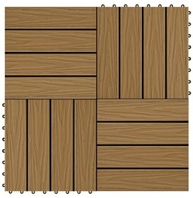 Placi podea in relief, WPC, 11 buc., 30x30 cm 1 mp, culoare tec teak coloured, 1