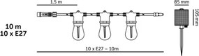 Ghirlandă solară LED dimabilă STARLIGHT NEO 10xE27/3,7V 2700K IP54 1200 mAh 11,5m + telecomandă