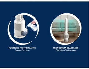 Resigilat: Racitor de aer tip coloana Beper P206RAF300, 65 W, 3 viteze, 2 L, Ionizare, LED, Afisaj tactil, Alb