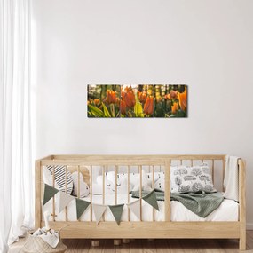 Tablou - lalele potocalii (cu ceas) (90x30 cm)