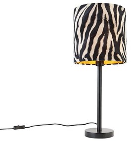 Lampă de masă modernă neagră cu abajur cu imprimeu zebră 25 cm - Simplo