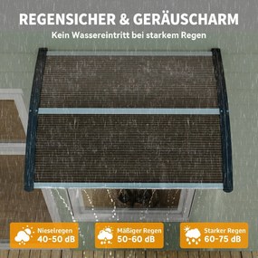 Outsunny Copertină Exterioară Impermeabilă și Anti-UV cu Placă Curbată, 75x120x23 cm, Maro și Negru | Aosom Romania