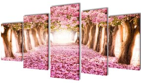 Set tablouri pe pânză, imprimeu cireși înfloriți, 200x100 cm