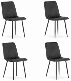 Set 4 scaune bucatarie/living, Artool, Lava, catifea, metal, negru, 43x51x90 cm