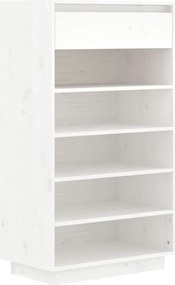 vidaXL Pantofar, alb, 60x34x105 cm, lemn masiv de pin