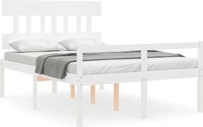 vidaXL Cadru de pat senior cu tăblie, 140x200 cm, alb, lemn masiv