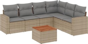 vidaXL Set canapele de grădină, 7 piese, cu perne, bej, poliratan