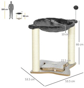 PawHut Turn de Zgâriat pentru Pisici cu Stâlp din Sisal, Design Compact, Ideal pentru Spații Mici | Aosom Romania