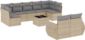 vidaXL Set canapele de grădină cu perne, 10 piese, bej, poliratan